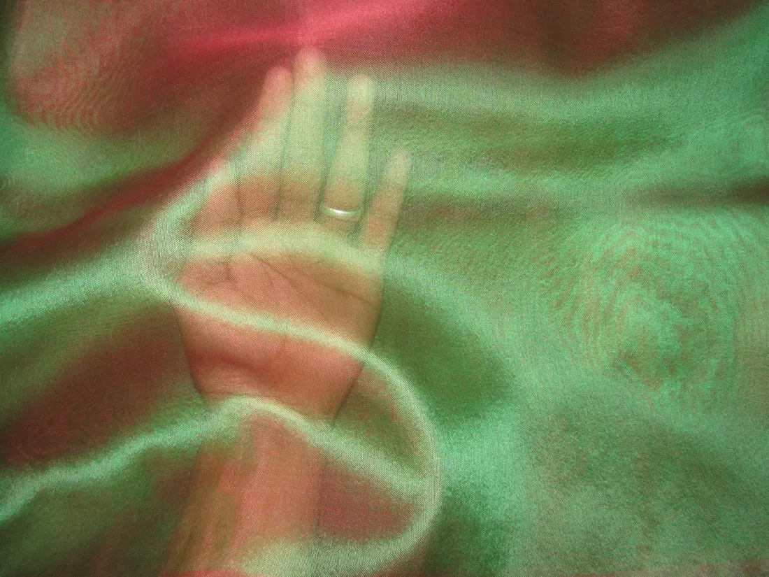 100% silk organza fabric two tone green x red 44" [10285]