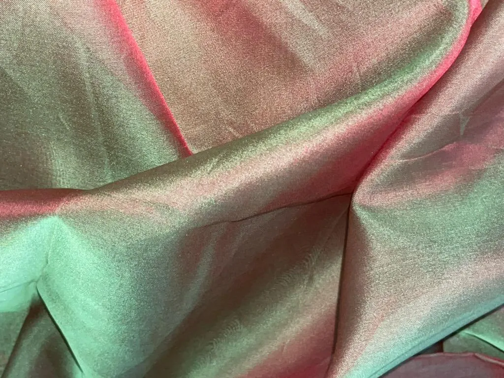 100% silk organza fabric two tone green x red 44" [10285]