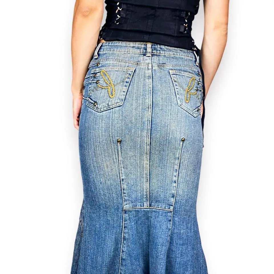 2000s Denim Mermaid Maxi Skirt (XS)