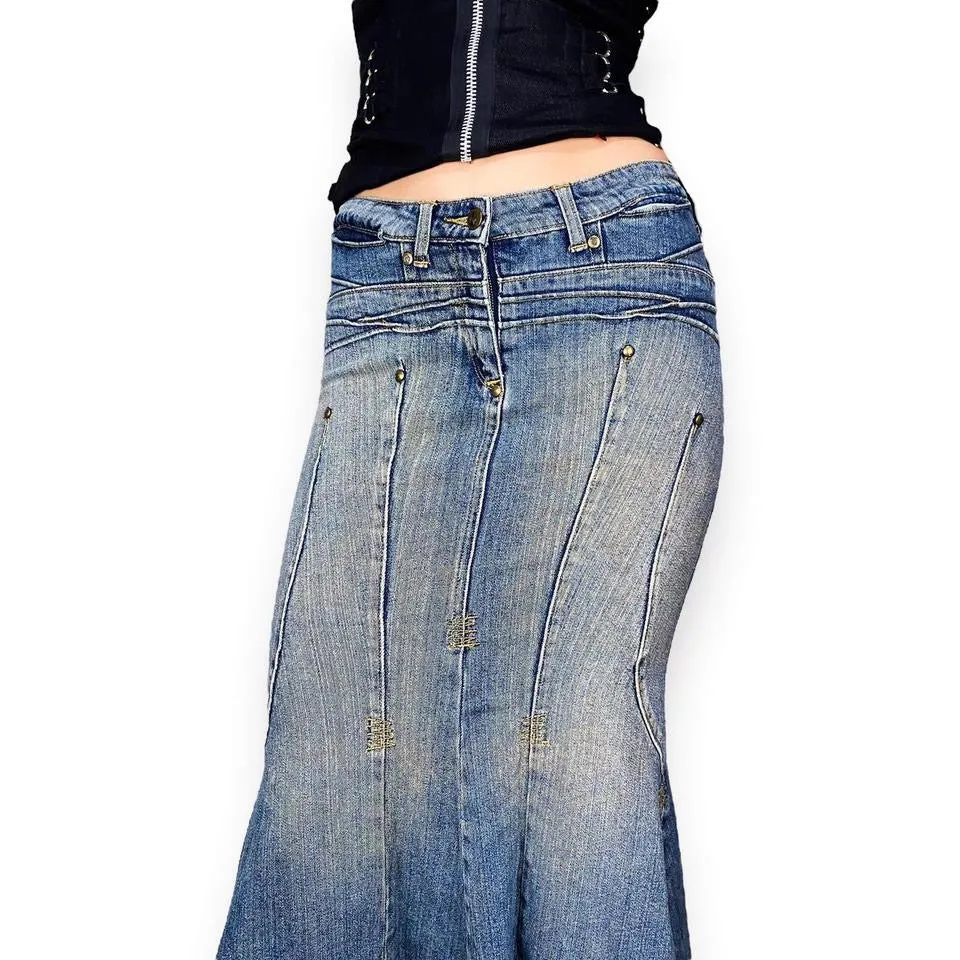 2000s Denim Mermaid Maxi Skirt (XS)