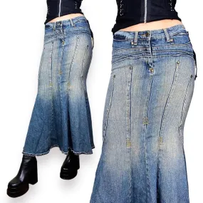 2000s Denim Mermaid Maxi Skirt (XS)
