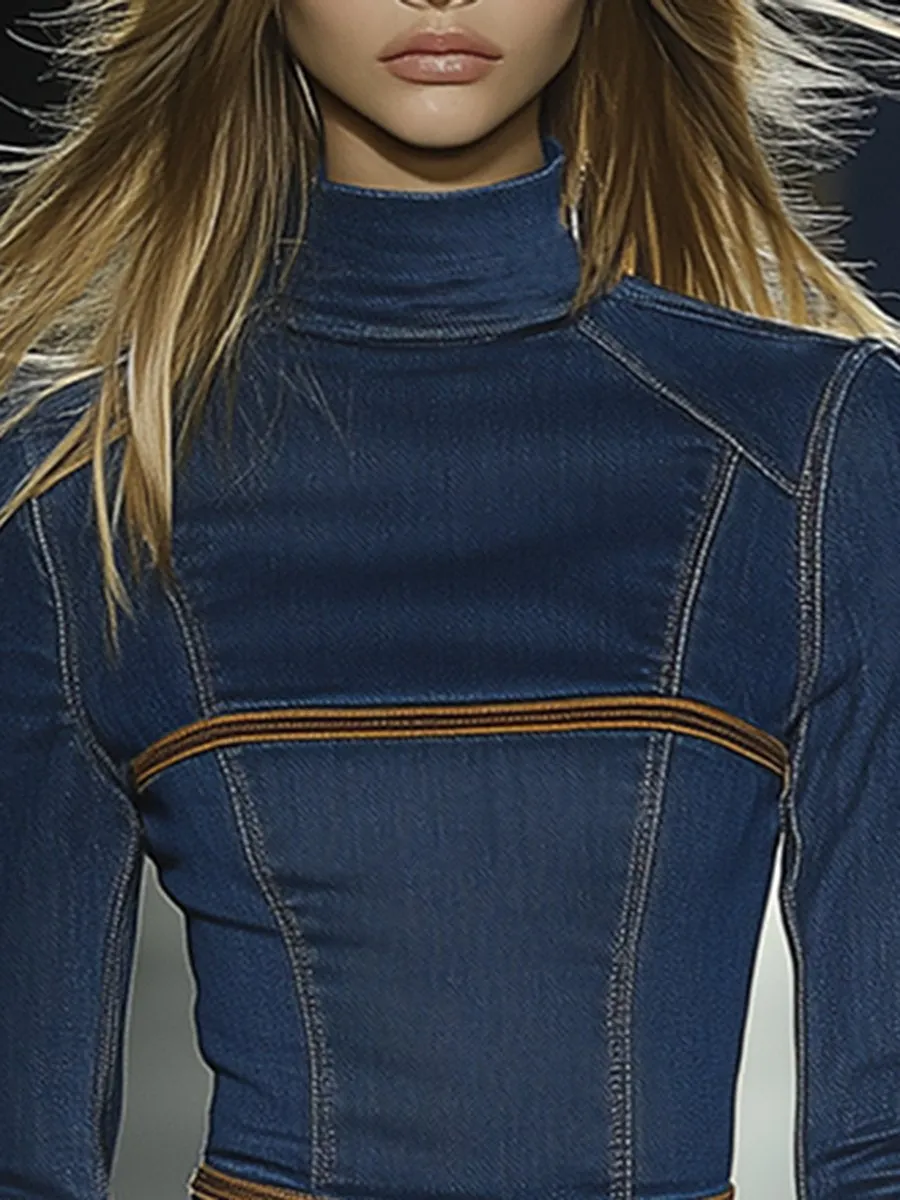 【24-hour shipping】Retro Elegant Artistic Blue Denim Mini Dress