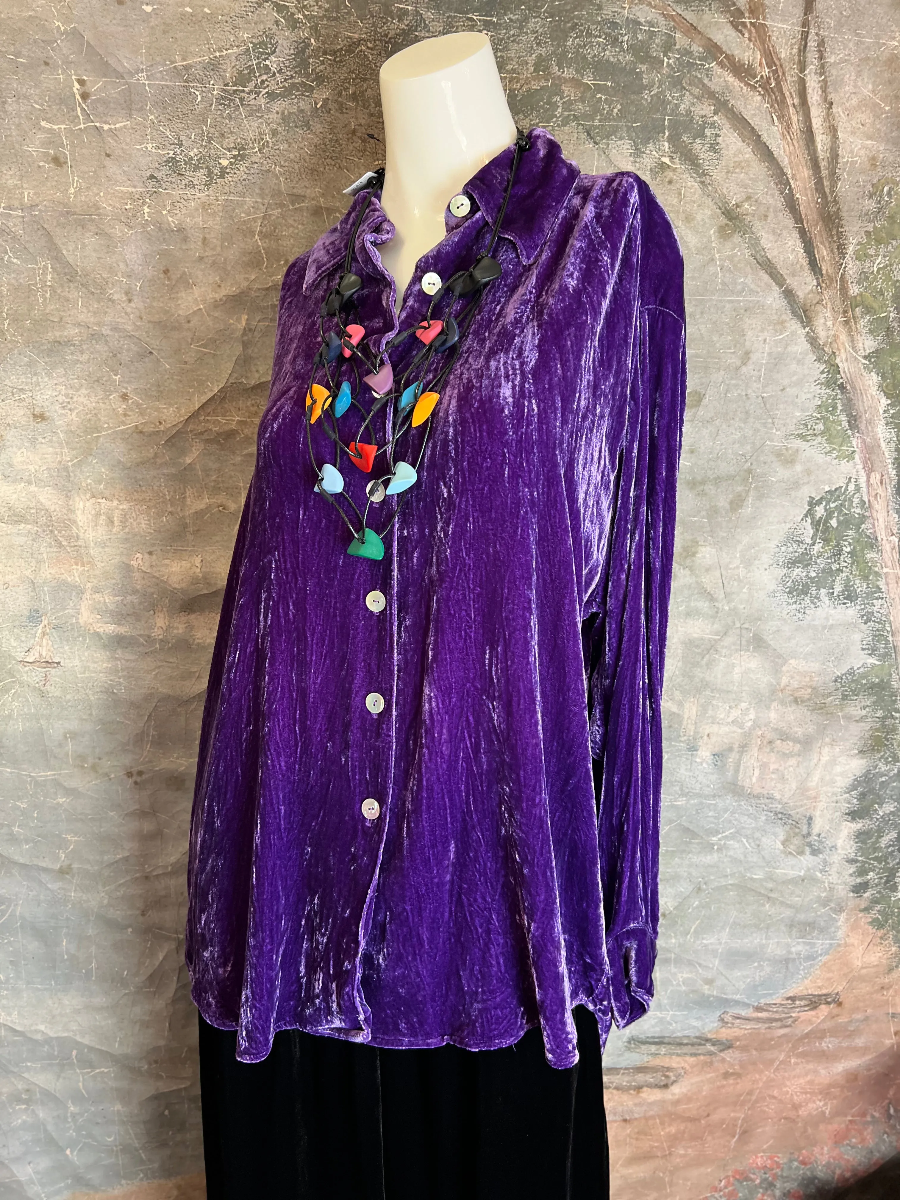 5419 Velvet Camp Shirt-Purple