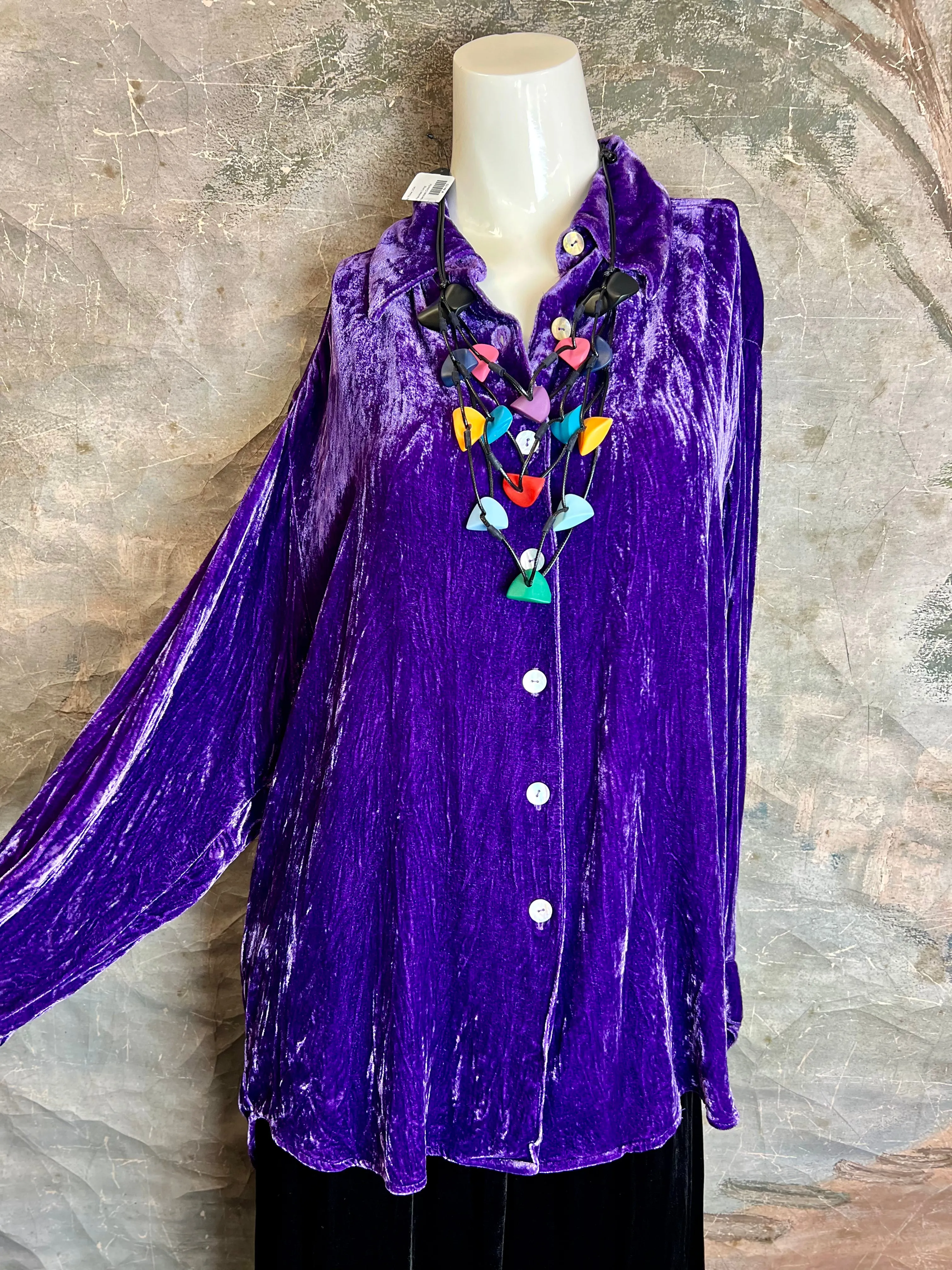 5419 Velvet Camp Shirt-Purple