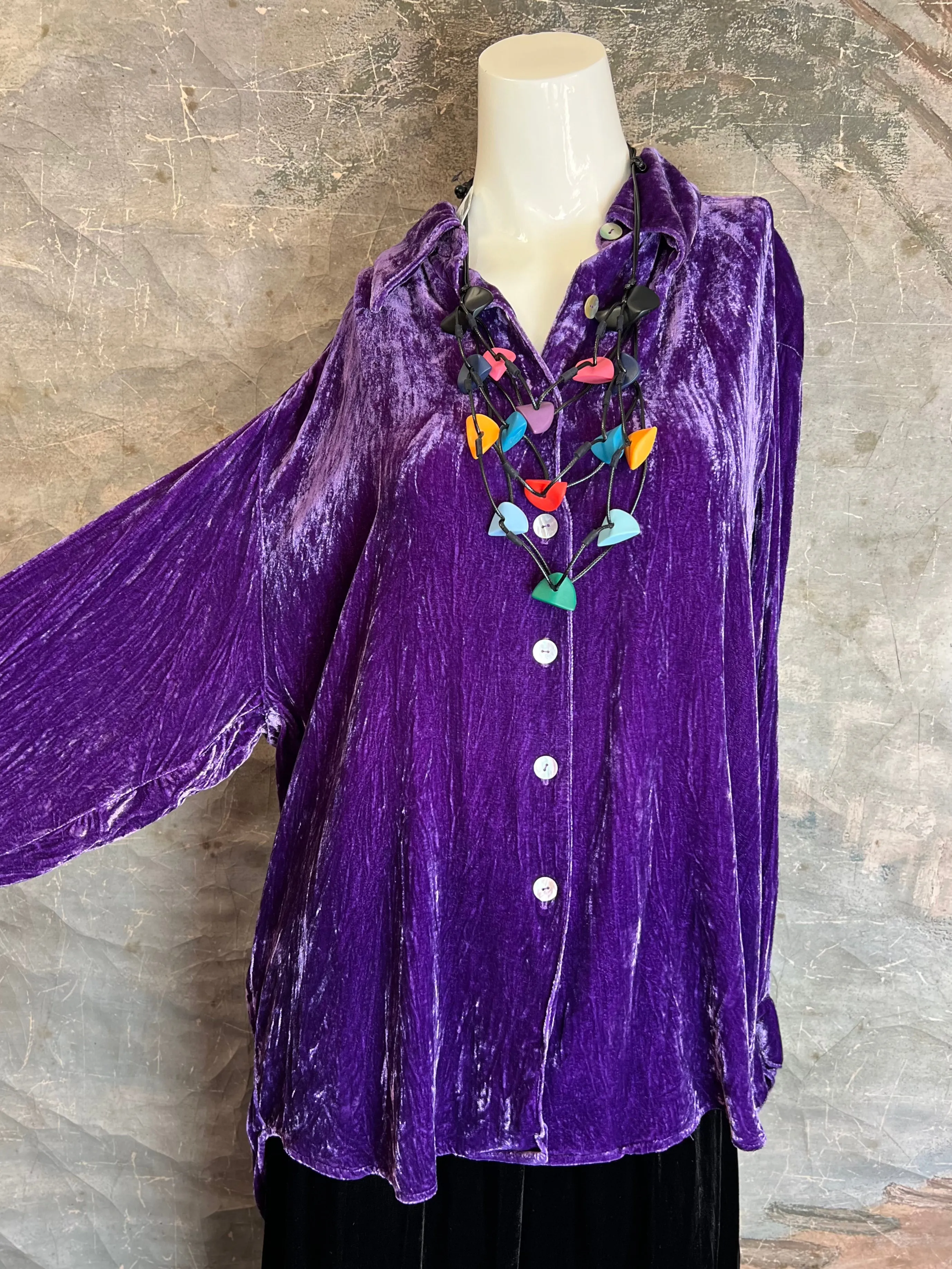 5419 Velvet Camp Shirt-Purple