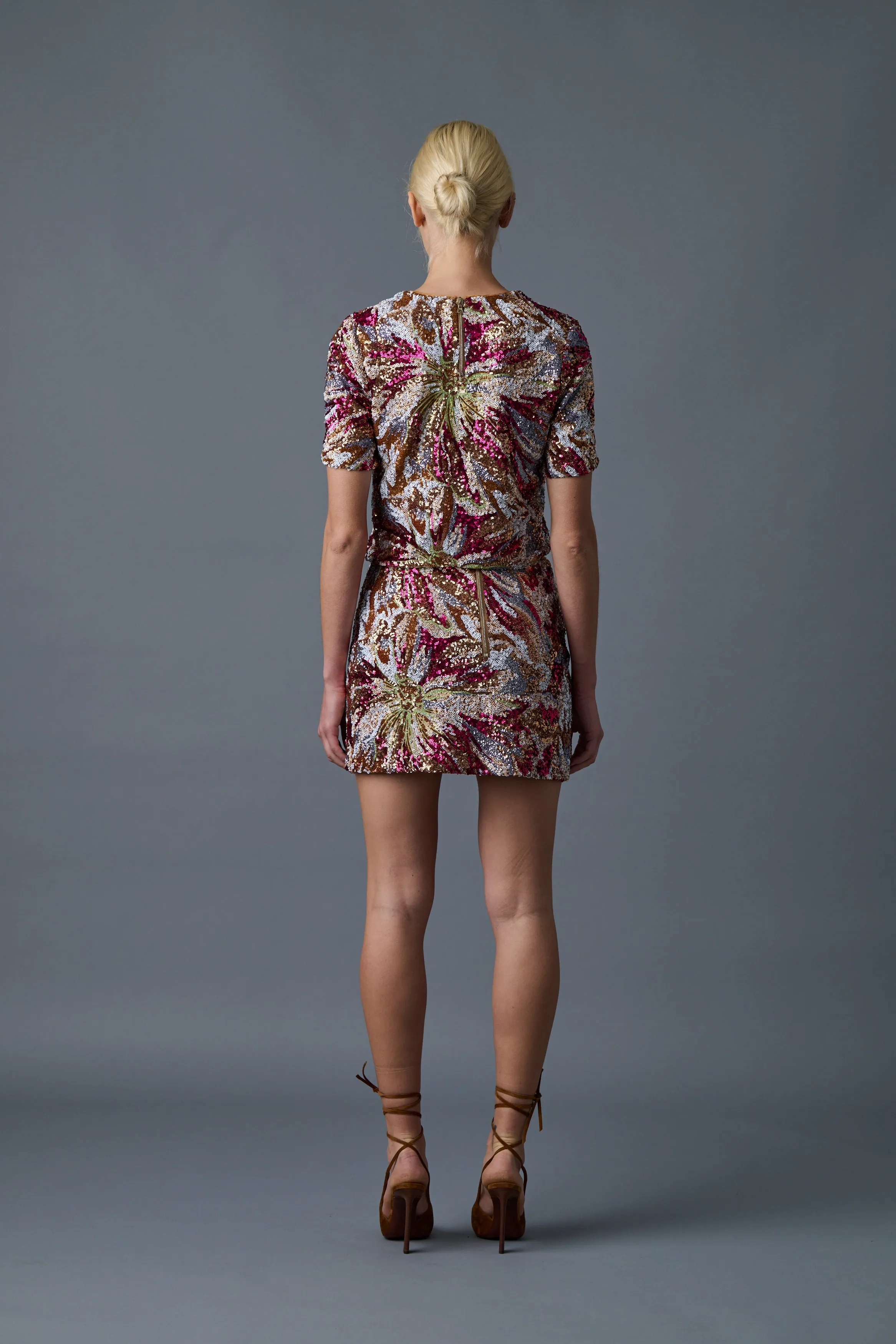 Abstract Floral Sequin Skirt