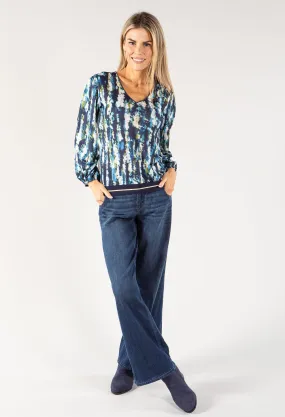 Abstract Print V Neckline Top
