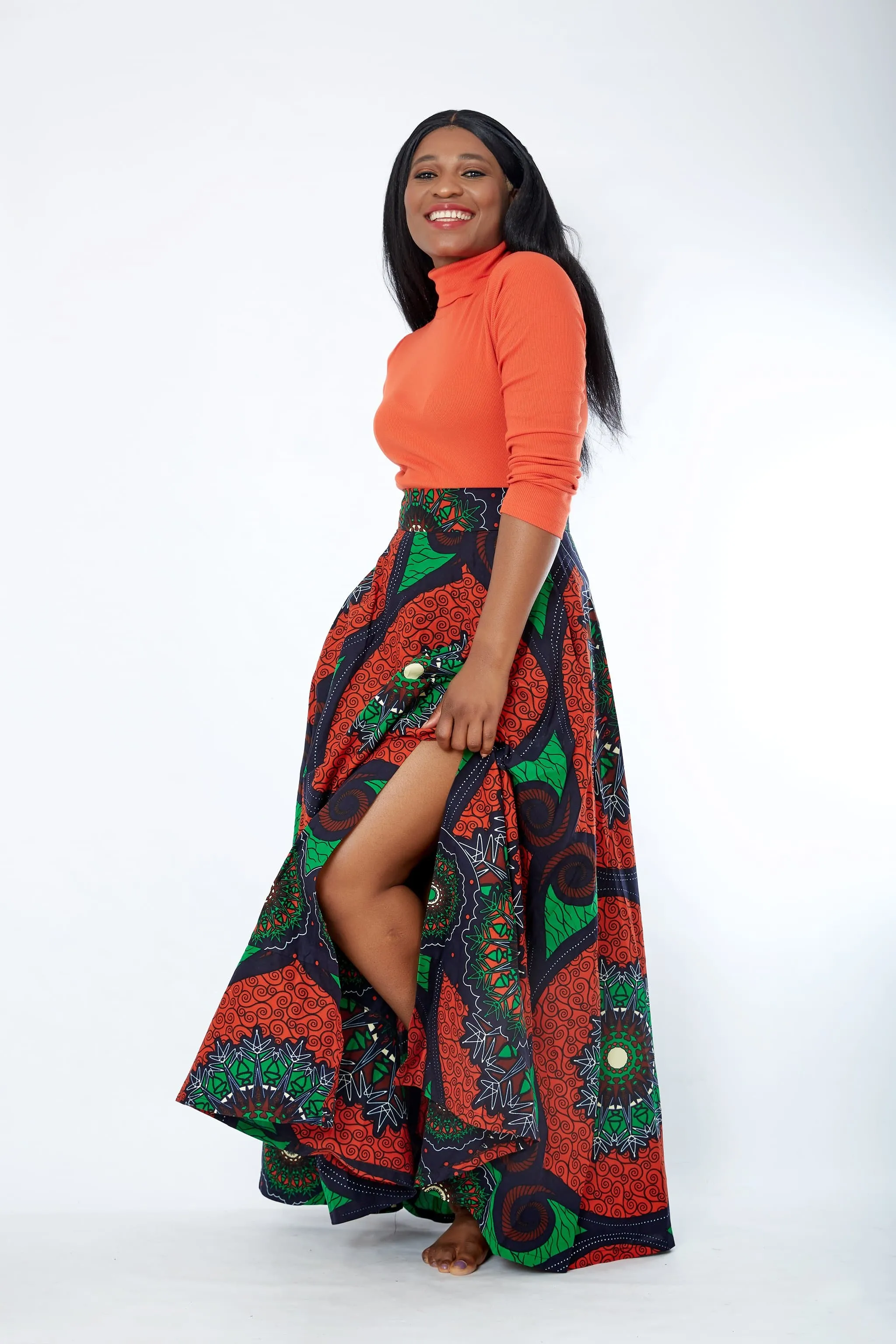 BACK IN STOCK - African Print Ankara Maxi Skirt - Uloma
