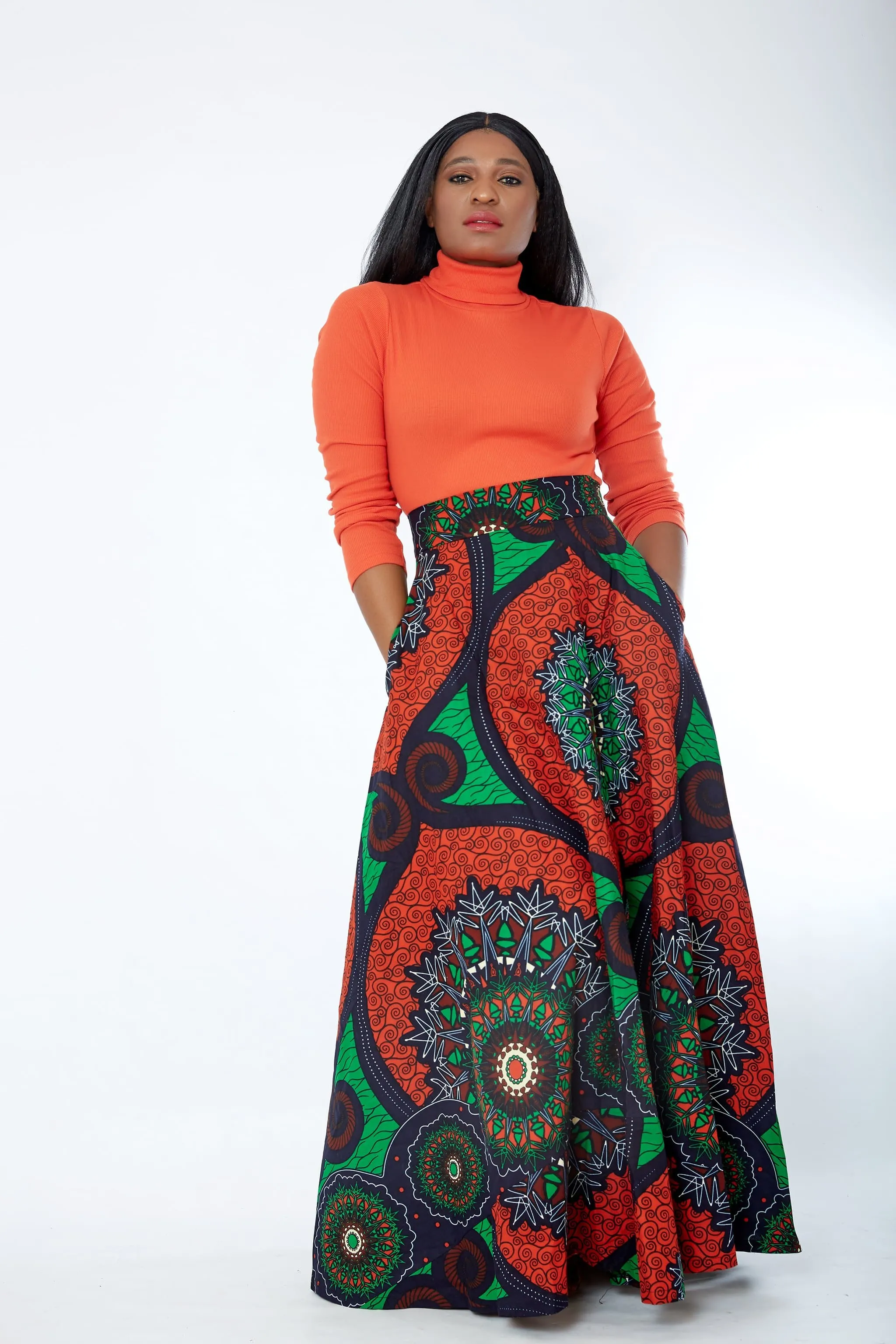 BACK IN STOCK - African Print Ankara Maxi Skirt - Uloma