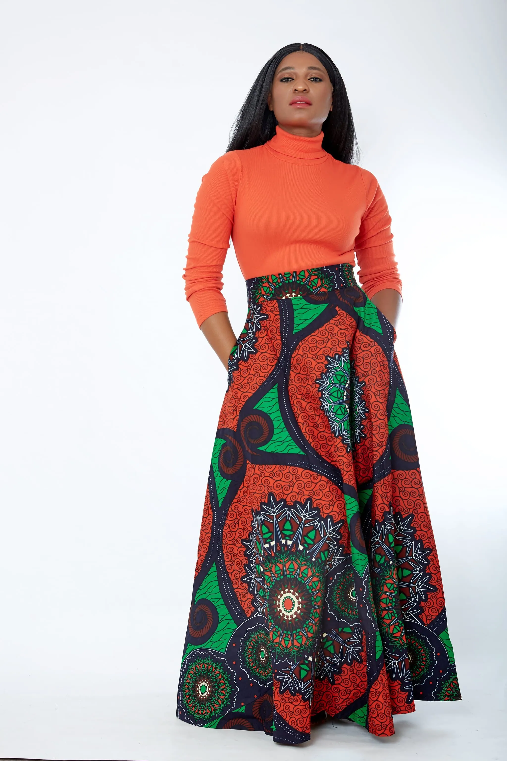 BACK IN STOCK - African Print Ankara Maxi Skirt - Uloma