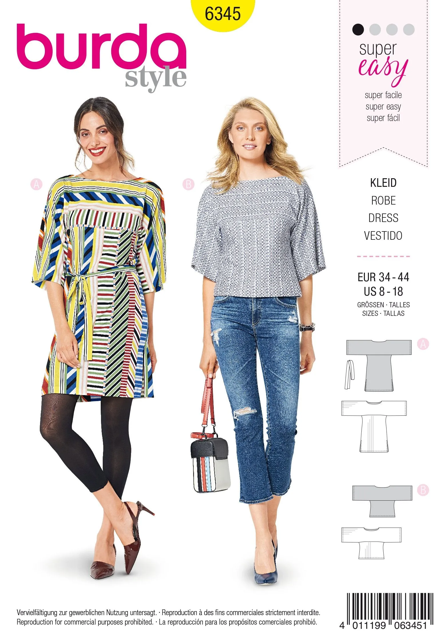BD6345 Misses' dress and tops sewing pattern
