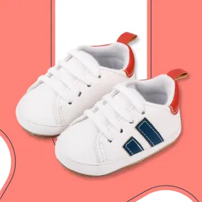 Blue Striped White Sports Shoes