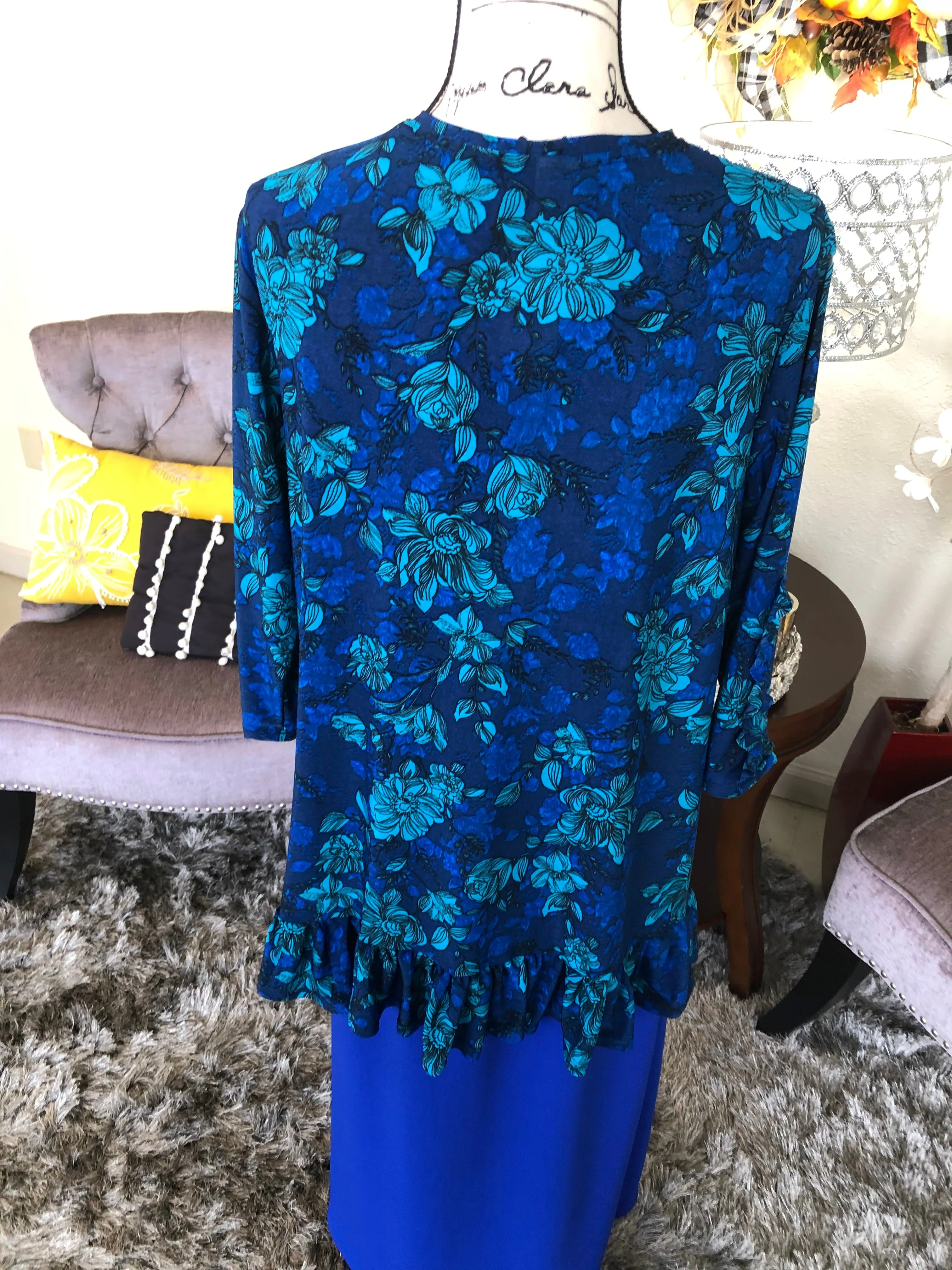 Brooke Blue Floral Tunic Top