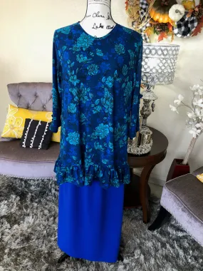 Brooke Blue Floral Tunic Top