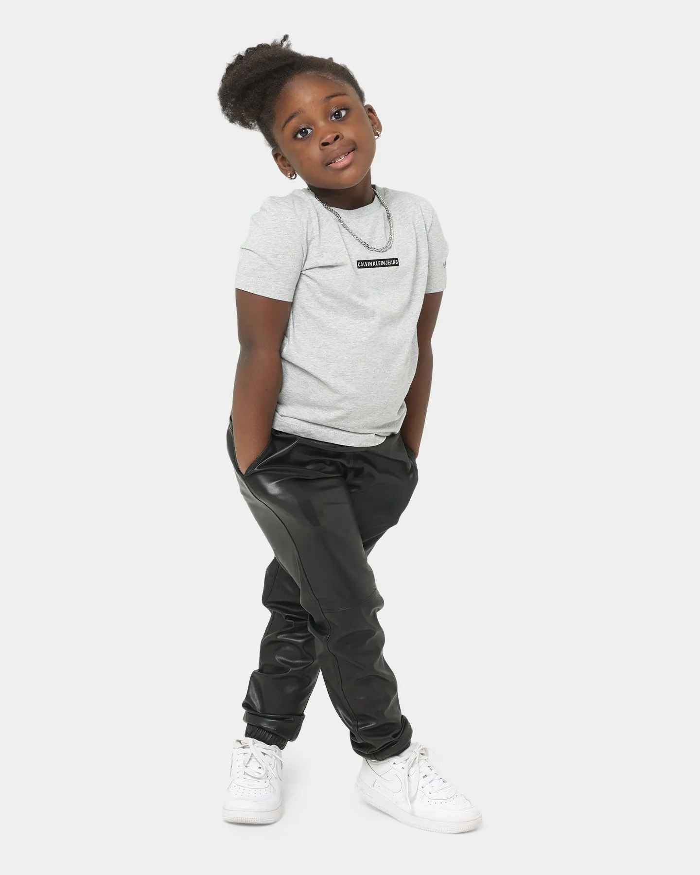 Calvin Klein Kids' Micro Flock Logo Fitted T-Shirt Light Grey Heather