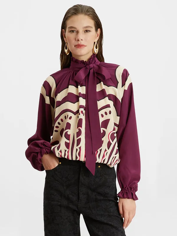 Cerere Blouse in Fans Placee Purple