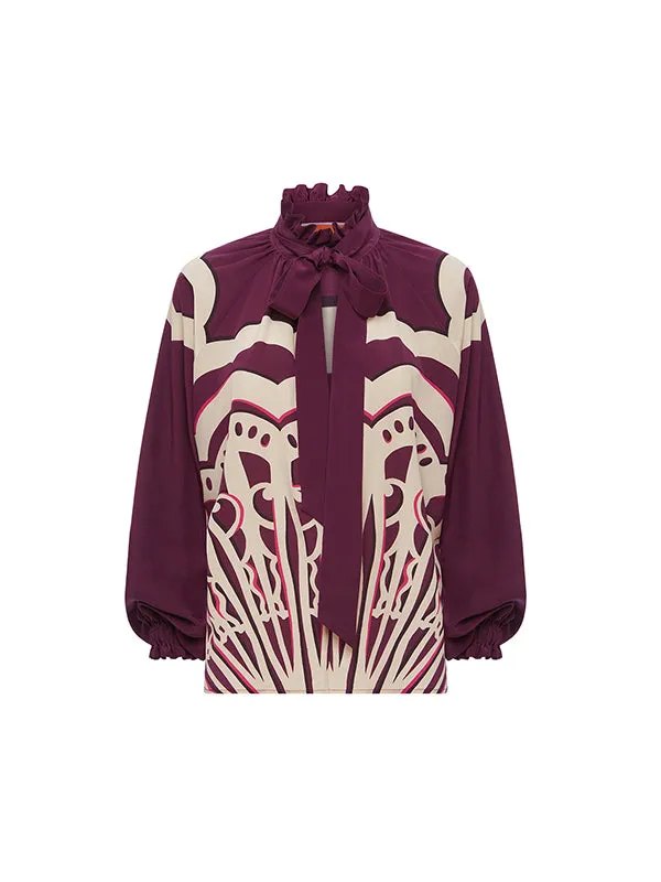 Cerere Blouse in Fans Placee Purple