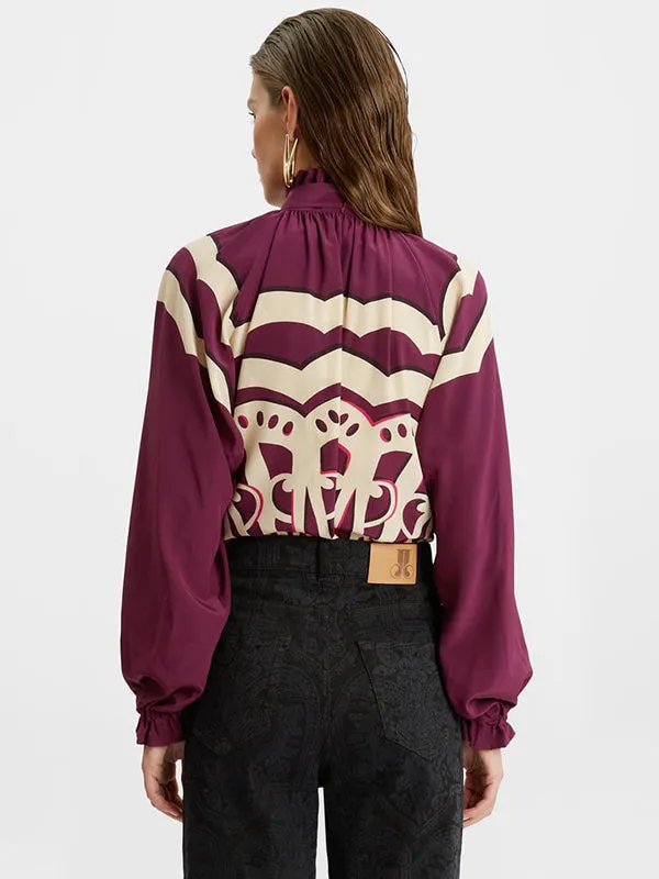 Cerere Blouse in Fans Placee Purple