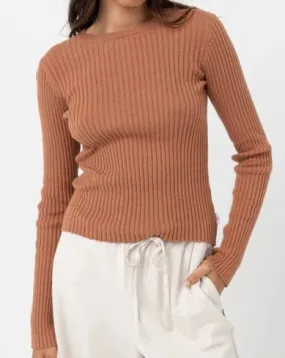 Classic Knit Long Sleeve Top in Cinnamon