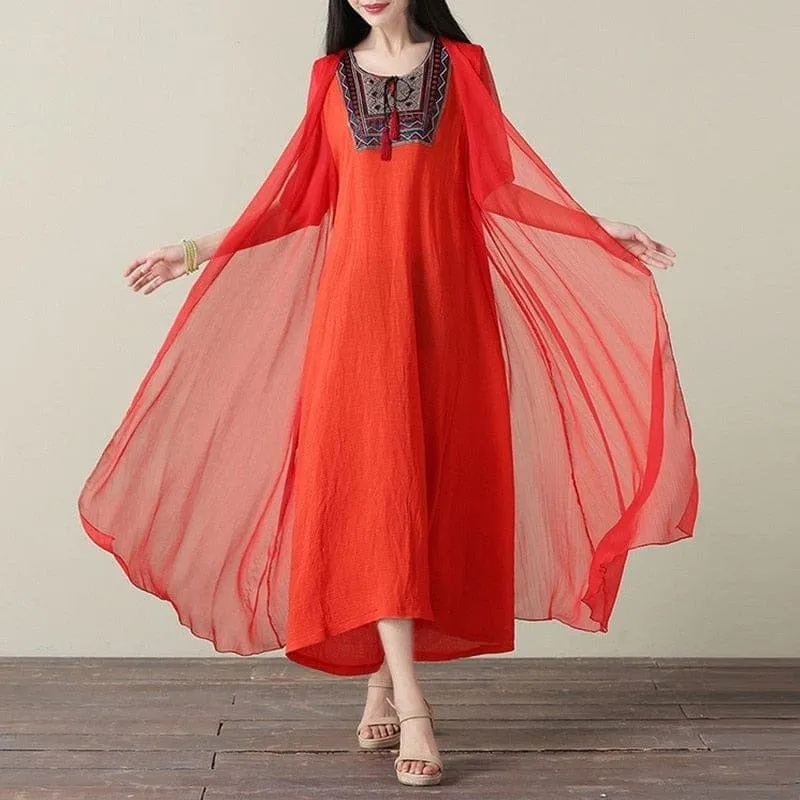 Embroidery Elegant Two-Pieces Dress
