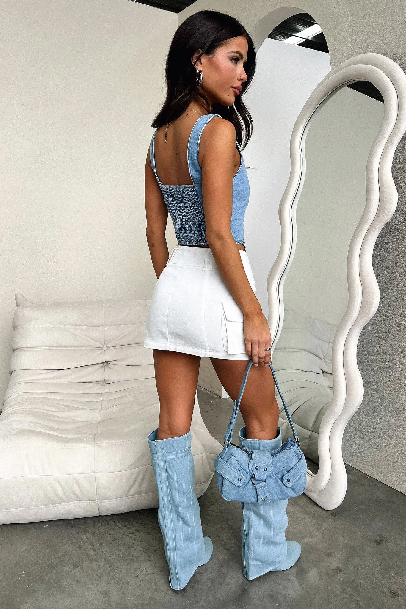 Fergus Cargo Mini Skirt - White