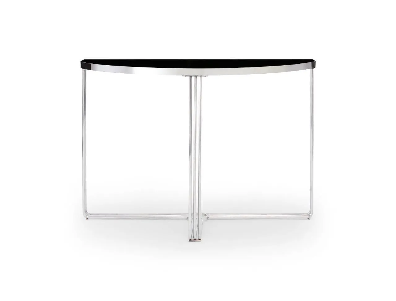 Gillmore Space Finn Collection Demi Lune Console Table with Polished Chrome Frame