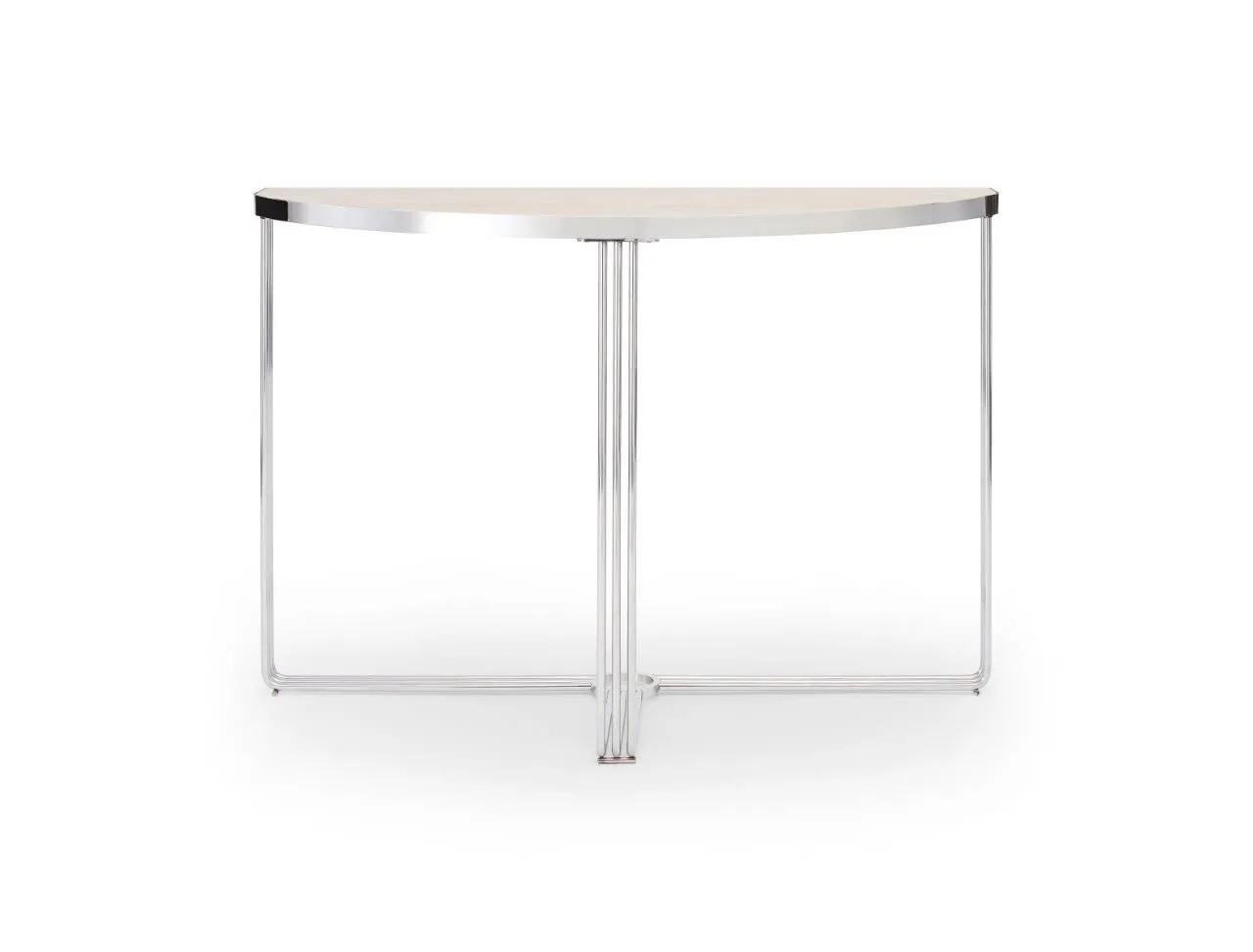 Gillmore Space Finn Collection Demi Lune Console Table with Polished Chrome Frame
