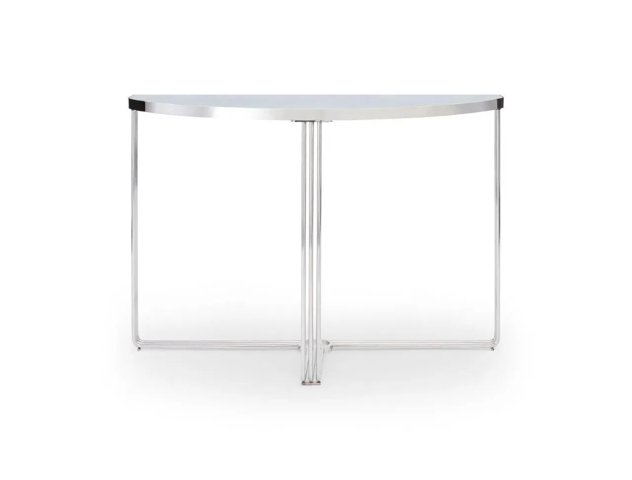 Gillmore Space Finn Collection Demi Lune Console Table with Polished Chrome Frame