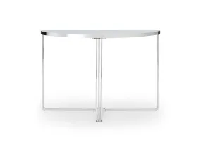 Gillmore Space Finn Collection Demi Lune Console Table with Polished Chrome Frame