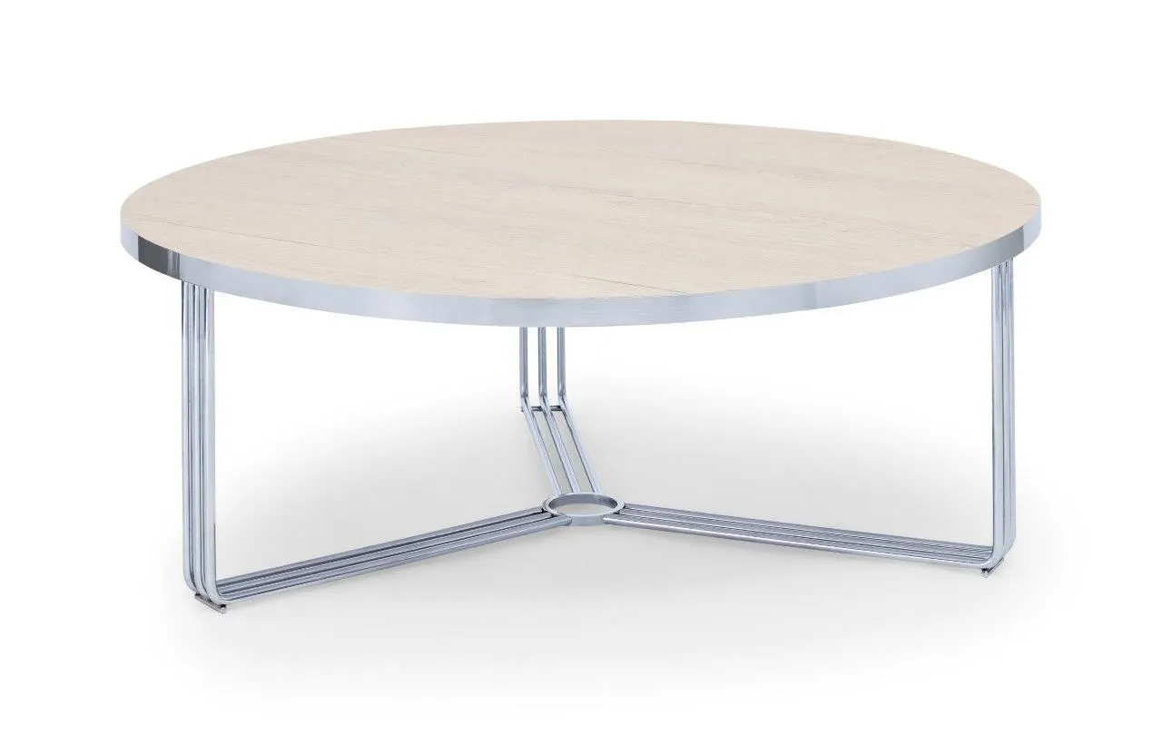 Gillmore Space Finn Collection Large Circular Coffee Table with Chrome Frame