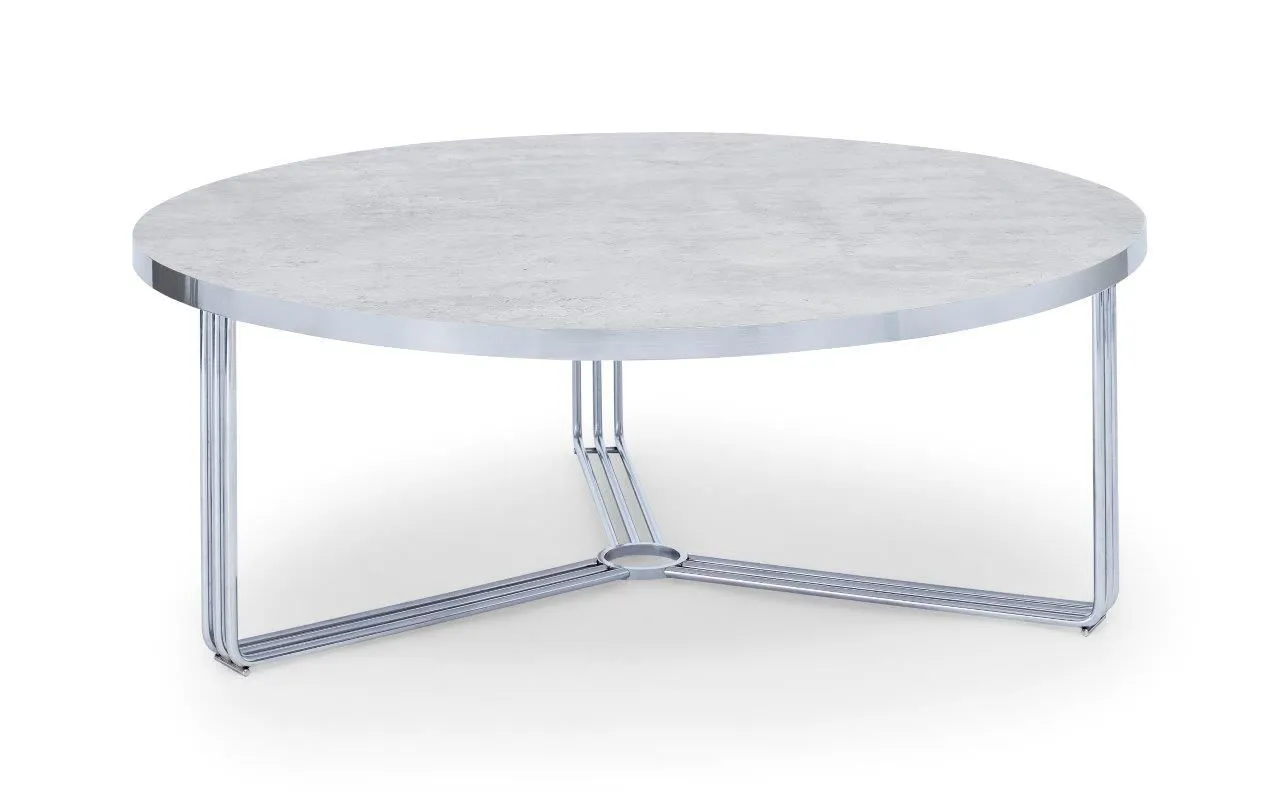 Gillmore Space Finn Collection Large Circular Coffee Table with Chrome Frame