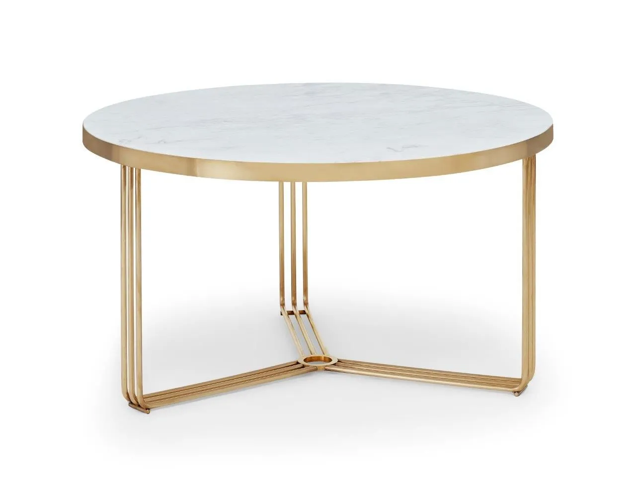 Gillmore Space Finn Collection Small Circular Coffee Table with  Brass Frame