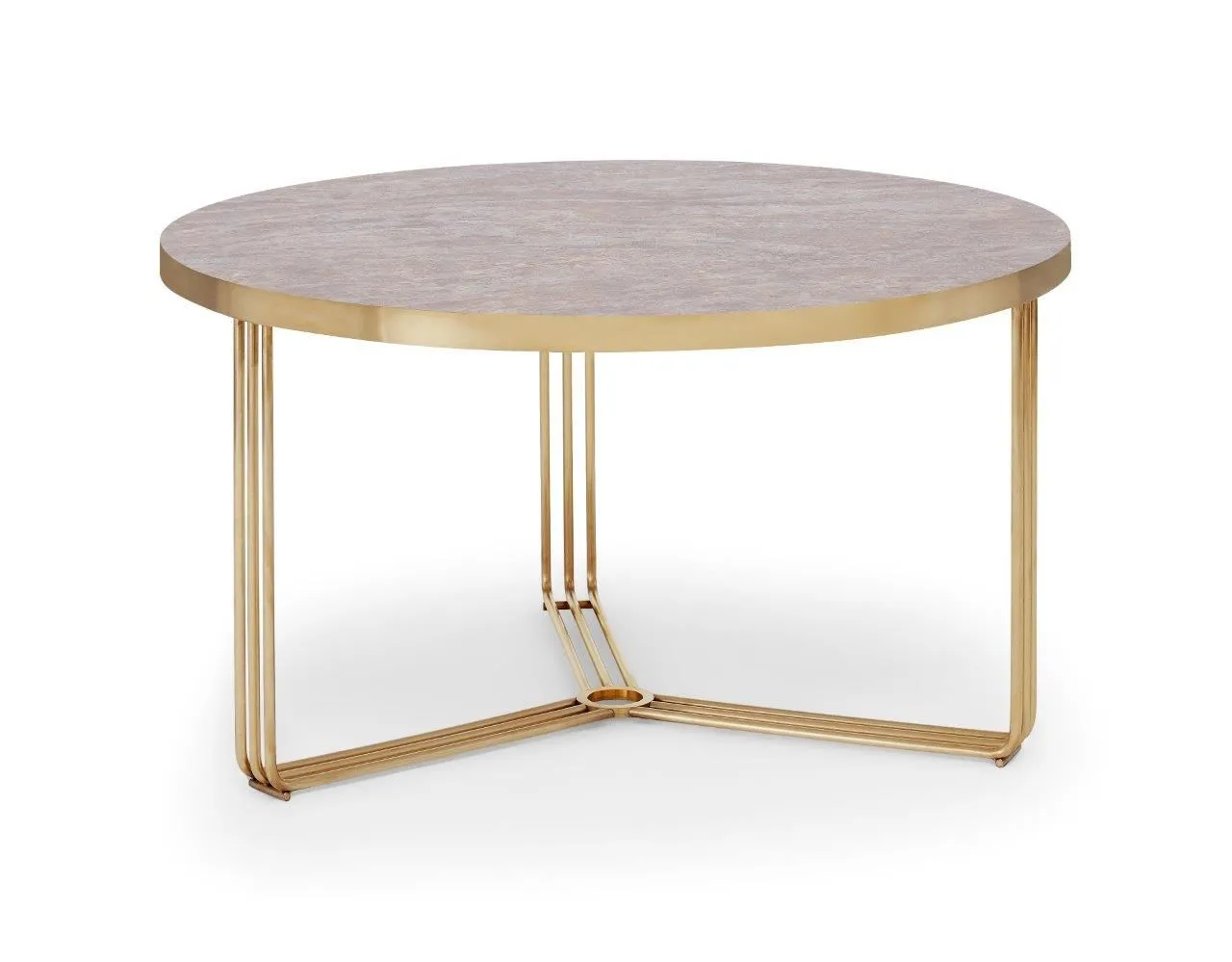 Gillmore Space Finn Collection Small Circular Coffee Table with  Brass Frame