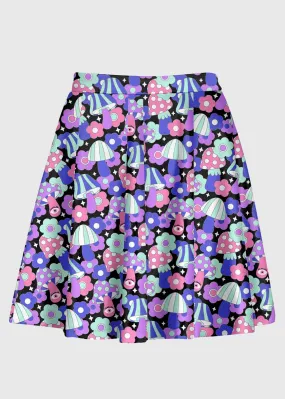 Groovy Flower Retro Mushroom 60s Skirt