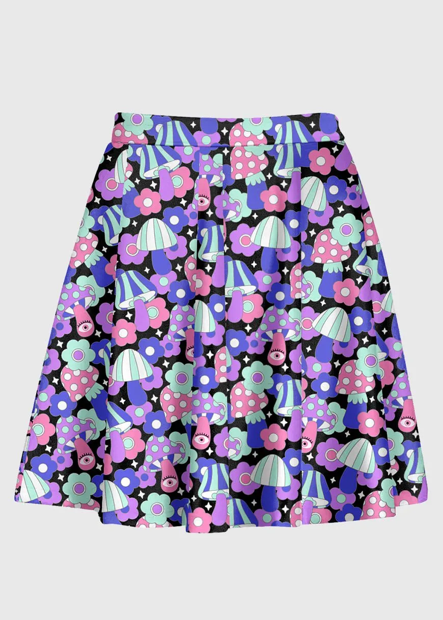 Groovy Flower Retro Mushroom 60s Skirt
