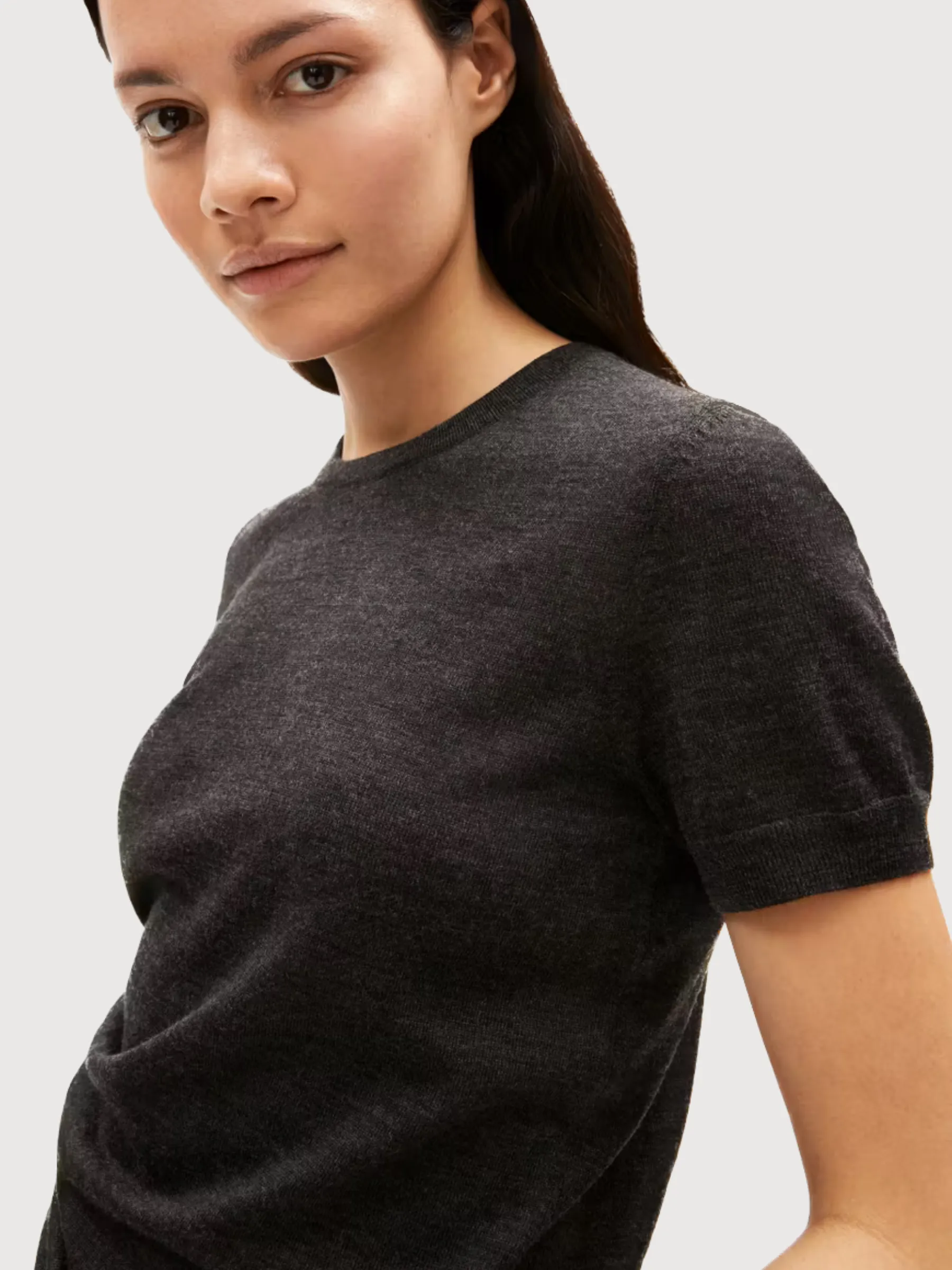 Guiliaa Merino Steel Melange T-shirt | Armedangels