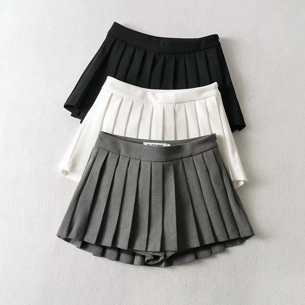 High Waist Skirts Womens Sexy Mini Skirts Vintage Pleated Skirt