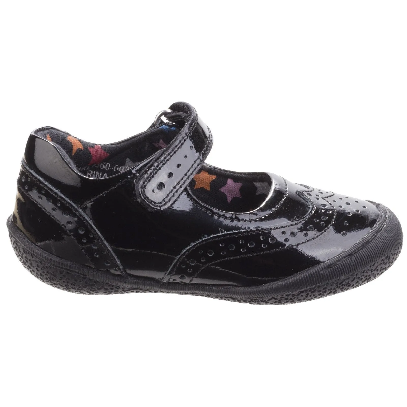 Hush Puppies Girls Rina Infant Patent Leather School Shoes - Black