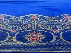 Ink Blue Embroidered Chanderi Fabric