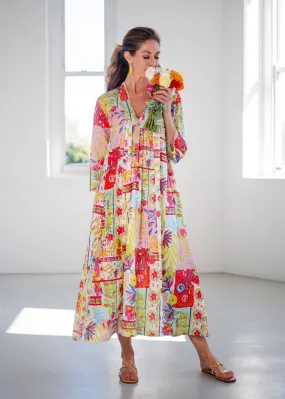 Ivy Dress With Floral Print In  White Multicolour