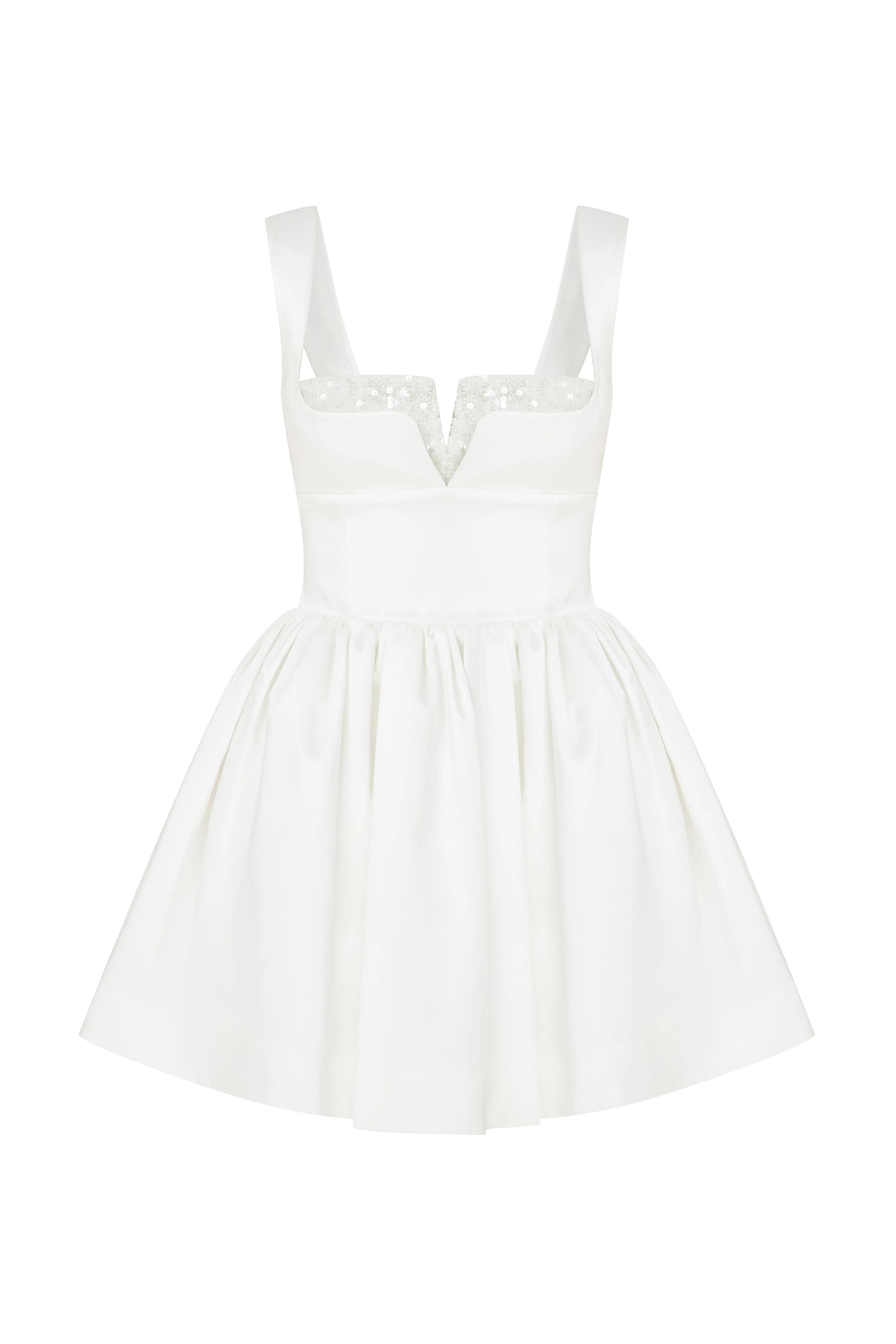 Leanne Satin Mini Dress in Lily White