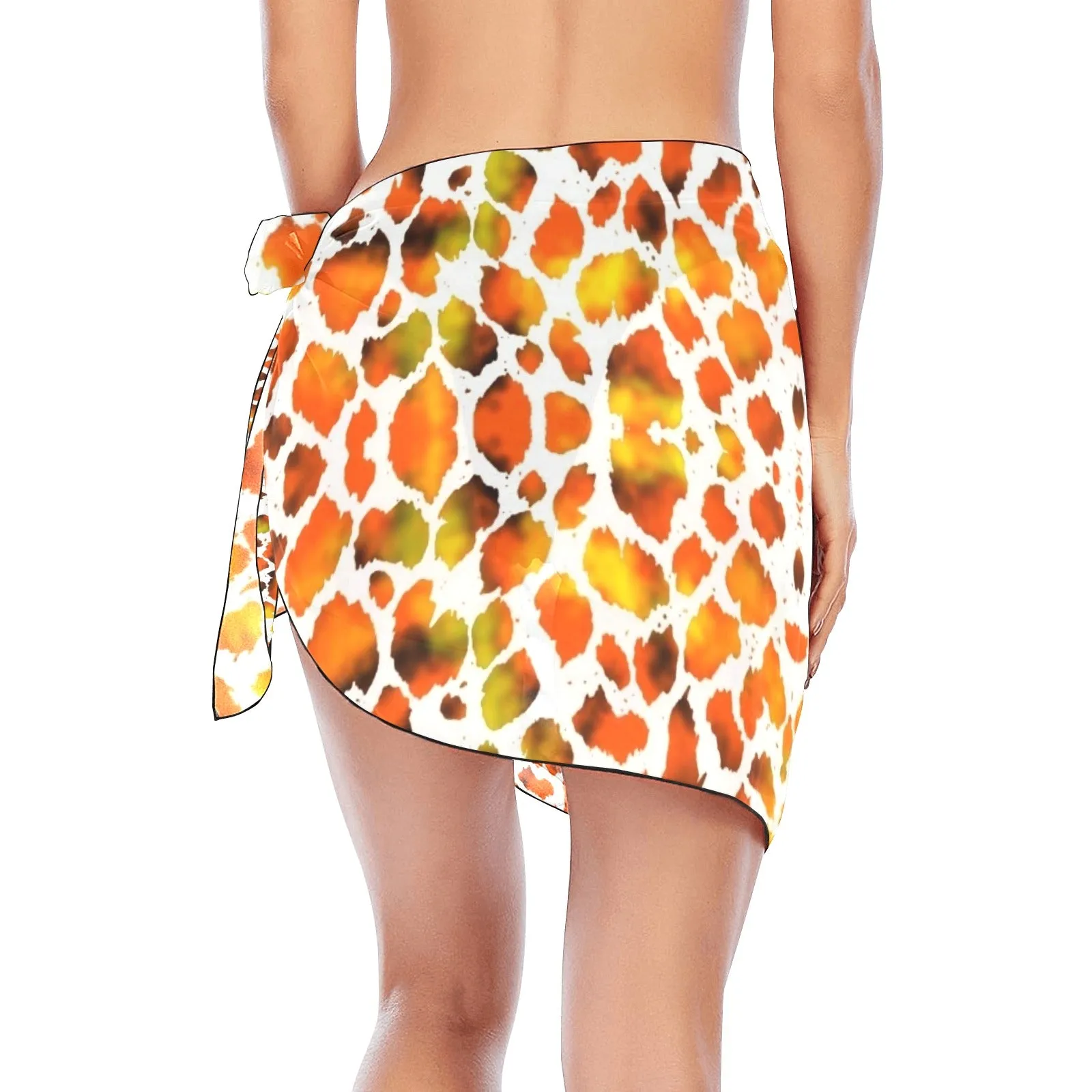 Leopard Fire Short Chiffon Sarong Wrap up to 5 XL (FWS)