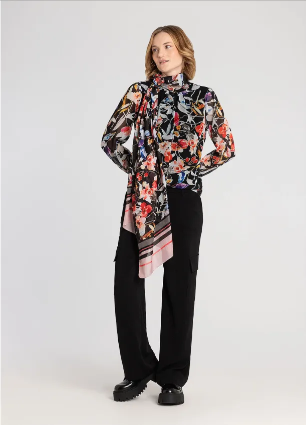 MORE&MORE<BR>
Chiffon Top<BR>
Floral<BR>