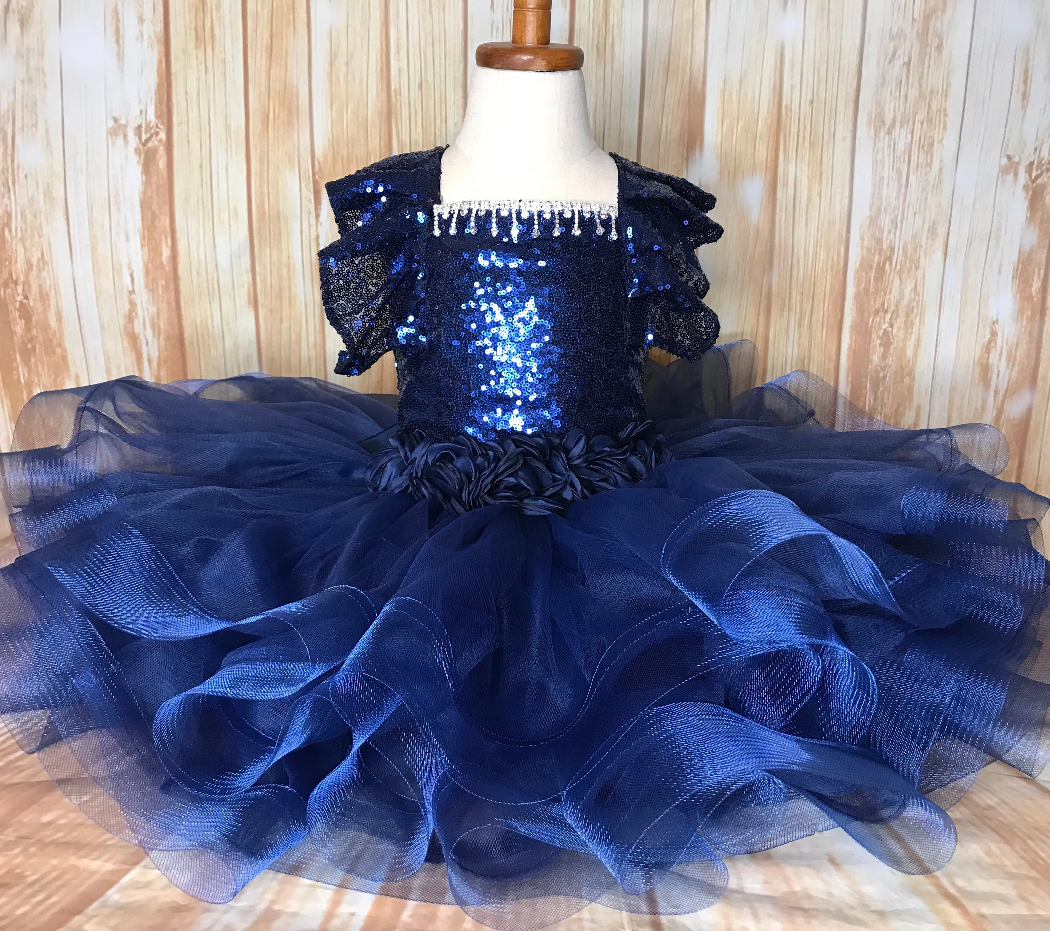 Navy Tutu Dress, Navy Pageant Dress, Navy Sequin Tutu