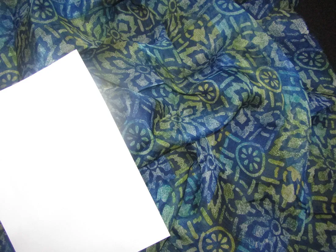 organza printed leheriya blue and yellow color 44" wide [11133]