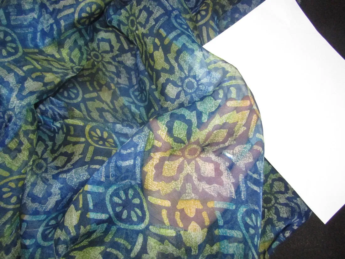 organza printed leheriya blue and yellow color 44" wide [11133]