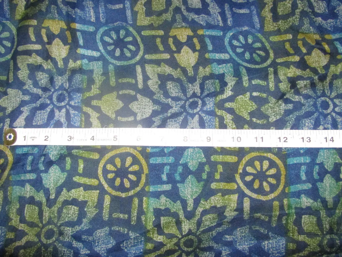 organza printed leheriya blue and yellow color 44" wide [11133]