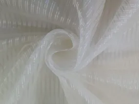 ORGANZA VERTICAL STRIPES IVORY COLOUR SILVER STRIPE SEMI SHEER 44" WIDE [12761]