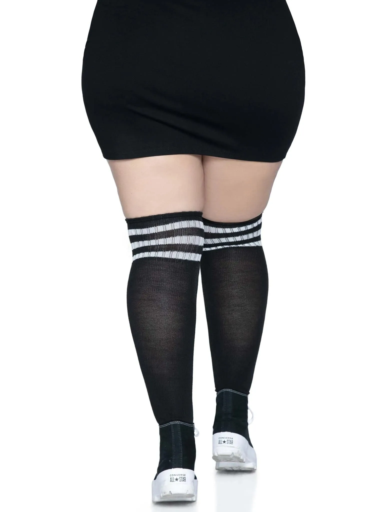 Over the Knee Athletic Socks -1x/2x - Black/white