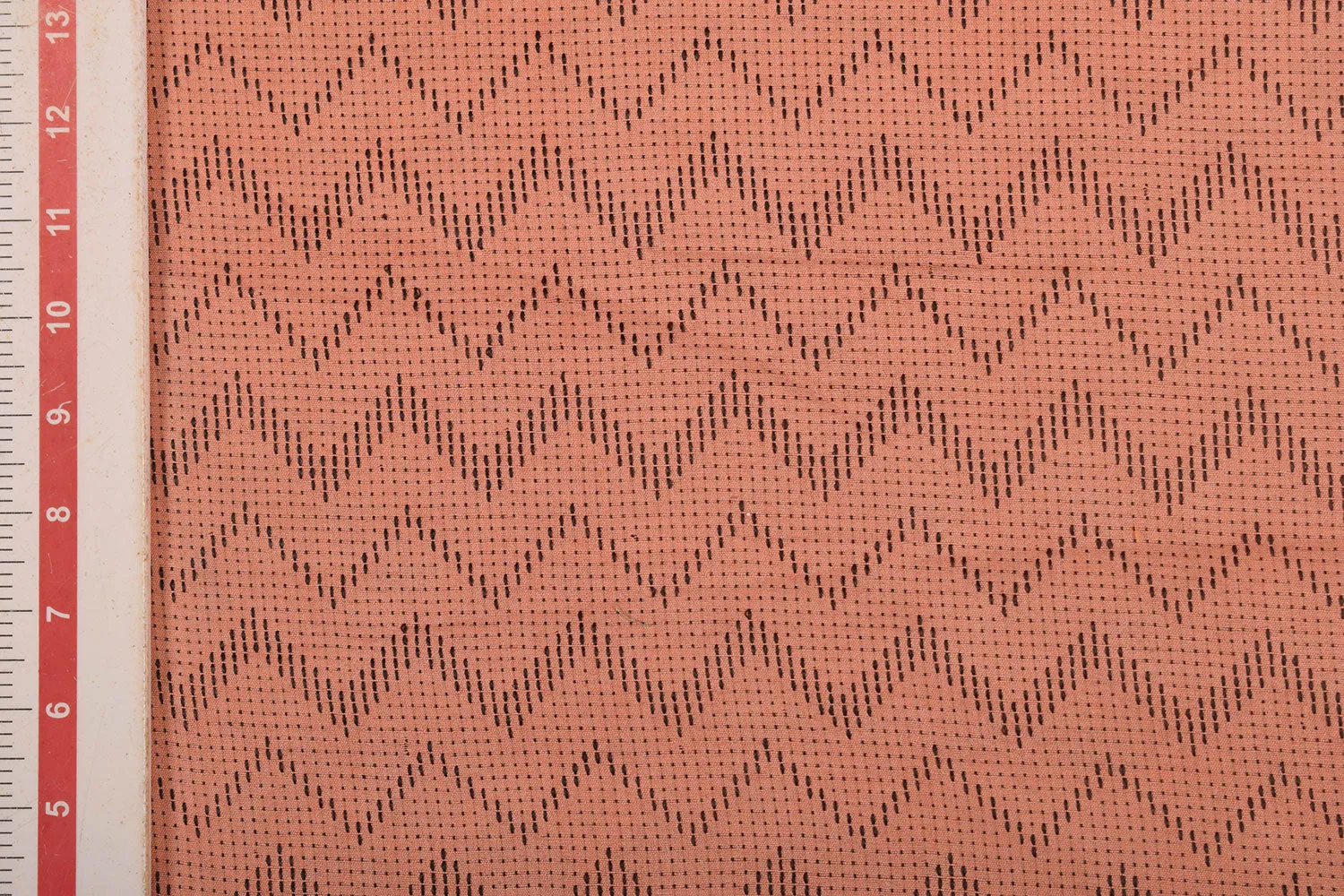 Peach Chevron Cotton Tussar Fabric